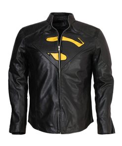 Superman Smallville Black Leather Jacket Cosplay Costume