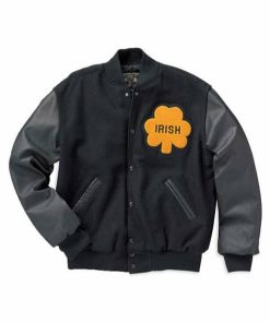 University Of Notre Dame Rudy Irish Bomber Jacket Men Fashion Biker Letterman Jacket