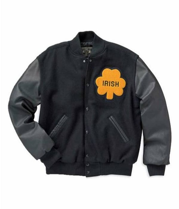 University Of Notre Dame Rudy Irish Bomber Jacket Men Fashion Biker Letterman Jacket