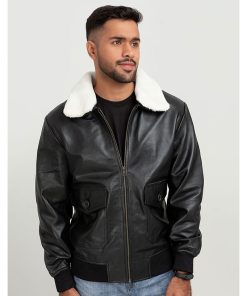 Men's B3 Bomber Faux Fur Aviator Real Leather Black Jacket Free Shipping UK USA Canada