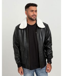 Men's B3 Bomber Faux Fur Aviator Real Leather Black Jacket Hot Sale