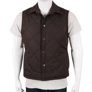 John Dutton Cowboy Classic Brown Quilted Yellowstone Vest Black Friday Sale Christmas