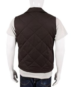 John Dutton Cowboy Classic Brown Quilted Yellowstone Vest Gifts for Him