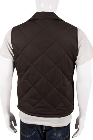 John Dutton Cowboy Classic Brown Quilted Yellowstone Vest Gifts for Him