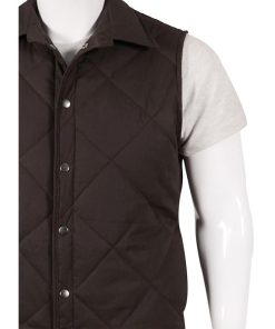 John Dutton Cowboy Classic Brown Quilted Yellowstone Vest Halloween Sale