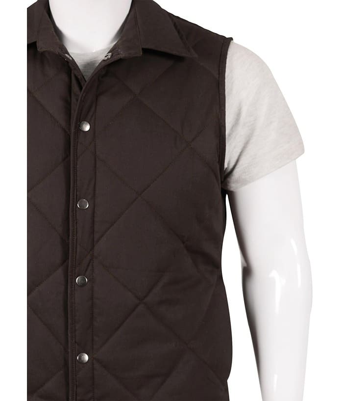 John Dutton Cowboy Classic Brown Quilted Yellowstone Vest Halloween Sale