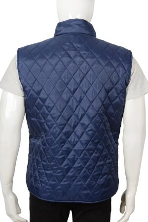 Kevin Costner Yellowstone Blue Quilted Cowboy Vest Black Friday Sale