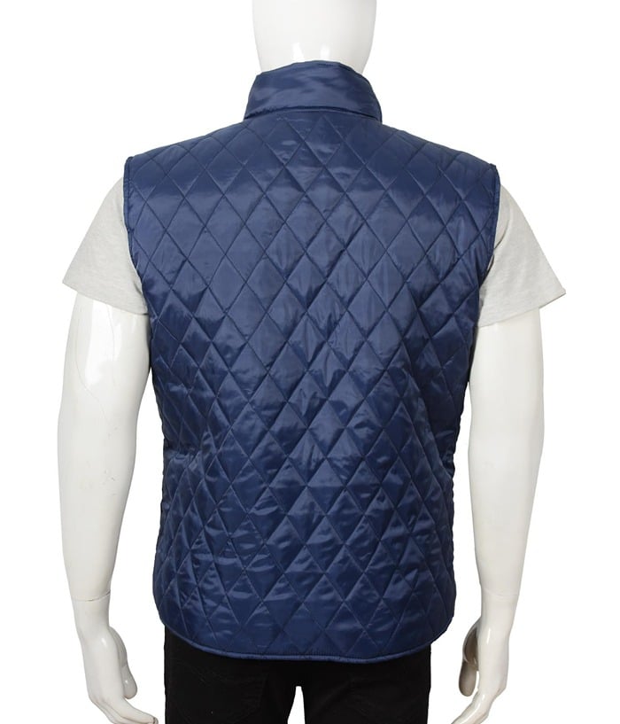 Kevin Costner Yellowstone Blue Quilted Cowboy Vest Black Friday Sale