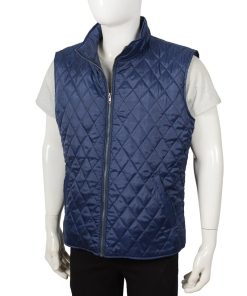Kevin Costner Yellowstone Blue Quilted Cowboy Vest Free Shipping UK USA Canada