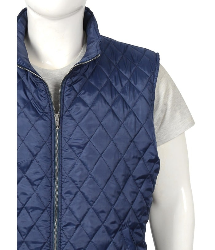 Kevin Costner Yellowstone Blue Quilted Cowboy Vest Gifts for Him