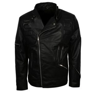 Men Fashion Black Retro Leather Motorcycle Jacket