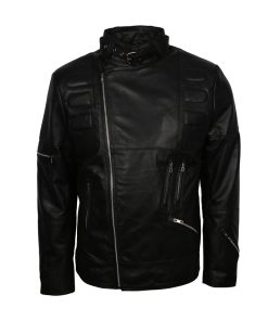 Men Fashion Black Retro Leather Motorcycle Jacket UK USA Europe Free Shipping