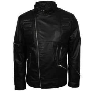 Men Fashion Black Retro Leather Motorcycle Jacket UK USA Europe Free Shipping