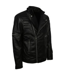 Men Fashion Black Retro Leather Motorcycle Jacket lederjacke herren motorrad