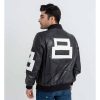 Mens 8 Ball Pool Black Bomber Leather Jacket