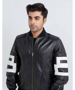 Mens 8 Ball Pool Black Bomber Leather Jacket Black Friday Sale