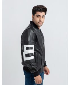 Mens 8 Ball Pool Black Bomber Leather Jacket Christmas Sale