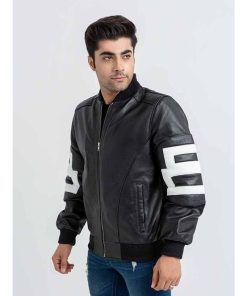 Mens 8 Ball Pool Black Bomber Leather Jacket Gifts for him