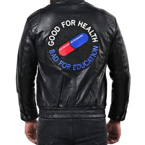 Men's Akira Kaneda Black Leather Biker Jacket