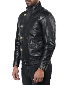 Men's Akira Kaneda Black Leather Biker Jacket Black Friday Sale