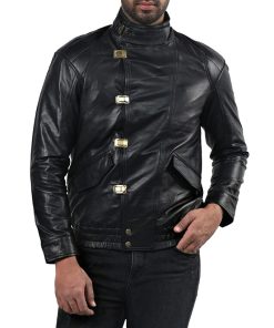 Men's Akira Kaneda Black Leather Biker Jacket jacke herren motorrad