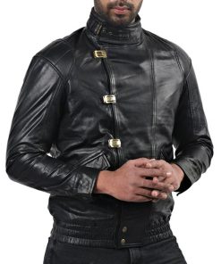 Men's Akira Kaneda Black Leather Biker Jacket veste en cuir