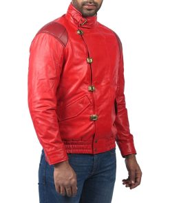 Men's Akira Kaneda Vintage Red Leather Jacket Black Friday Sale