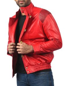 Men's Akira Kaneda Vintage Red Leather Jacket Shop now Free Shipping UK USA Europe