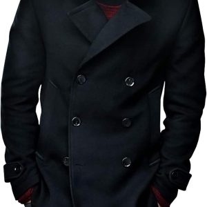 Men's Fashion David Beckham Wool Pea Coat Free Shipping UK USA Europe