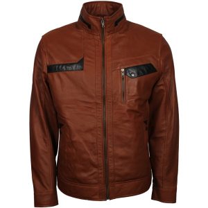 Men's Retro Fashion Brown Biker Leather Jacket
