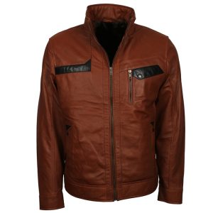 Men's Retro Fashion Brown Biker Leather Jacket UK USA Europe