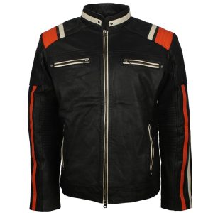 Men's Vintage Retro Biker Black Leather Jacket