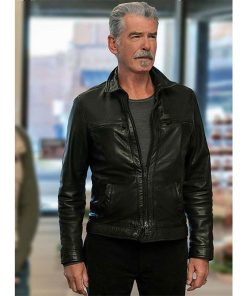 Pierce Brosnan The Outlaws Black Leather Biker Jacket