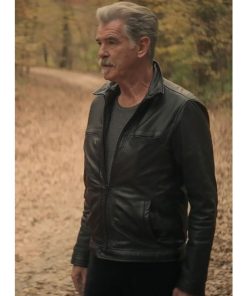 Pierce Brosnan The Outlaws Black Leather Biker Jacket motorrad jacke herren