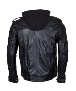 TNA AJ Styles Hooded Black Leather Jacket UK USA Europe