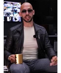 Top G Andrew Tate Black Leather Biker Jacket Gifts for Him