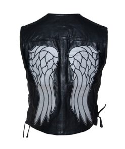 Daryl Dixon The Walking Dead Black Leather Biker Vest herren motorrad jacke
