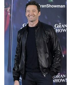 Hugh Jackman Black Leather Biker Jacket