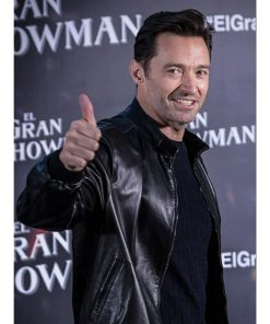 Hugh Jackman Black Leather Biker Jacket Free Shipping UK USA