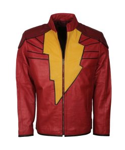 Injustice Gods Among Us Shazam Red Leather Jacket Free Shipping Worldwide