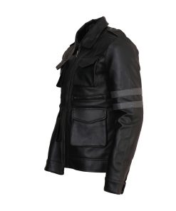 Leon Kennedy RE6 Black Leather Jacket Gaming Cosplay Costume