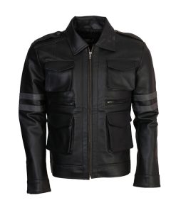 Leon Kennedy RE6 Black Leather Jacket Gifts for Him