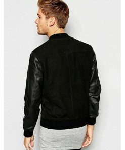 Men's Fashion Biker Black Leather Suede Jacket Free Shipping UK USA