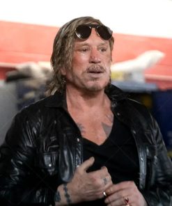 Mickey Rourke Section 8 Black Leather Jacket Free Shipping UK USA Canada