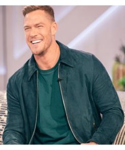 Alan Ritchson Green Leather Suede Jacket Celebrity Style Winter Sale