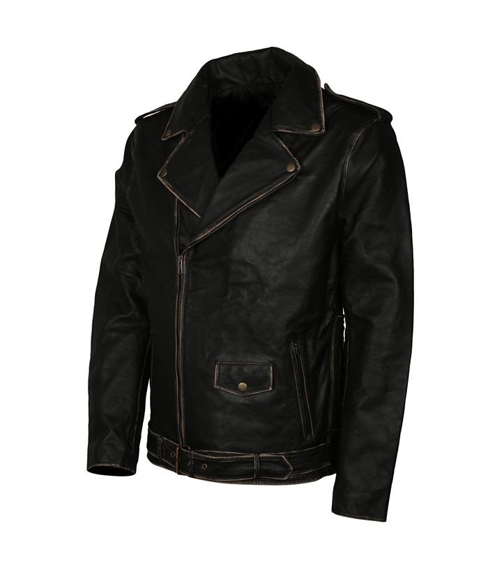 Amon Amarth Black Distressed Biker Leather Jacket Christmas Sale