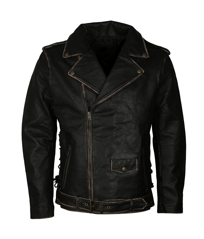 Amon Amarth Black Distressed Biker Leather Jacket Gifts for Him