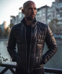 Andrew Tate Biker Black Puffer Style Leather Jacket