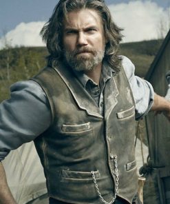 Anson Mount Hell On Wheels Brown Distressed Leather Vest Cowboy Jacket