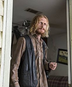 Austin Amelio The Walking Dead Black Leather Vest Free Shipping UK USA Canada